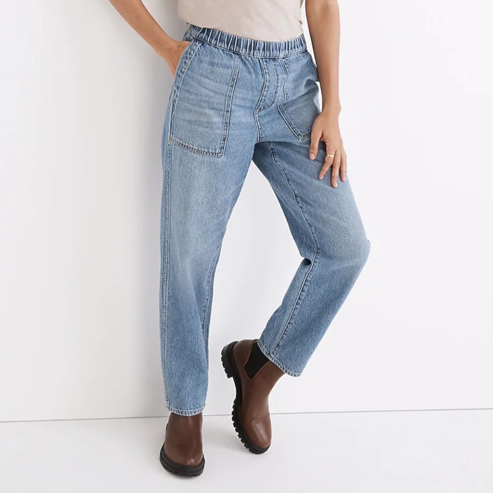 BRAND NEW | Madewell | Tall Pull-On Relaxed Jeans in Beswick Wash